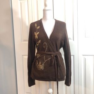 Torrid Brown Leaf Ballerina Wrap Mohair Cardigan